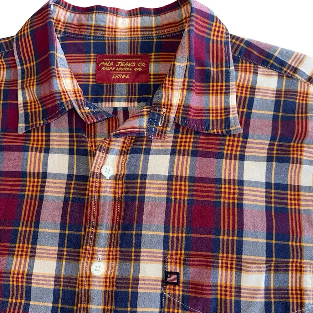 Polo Jeans Co. Ralph Lauren Shirt Short Sleeve Button Front Men's Size Large